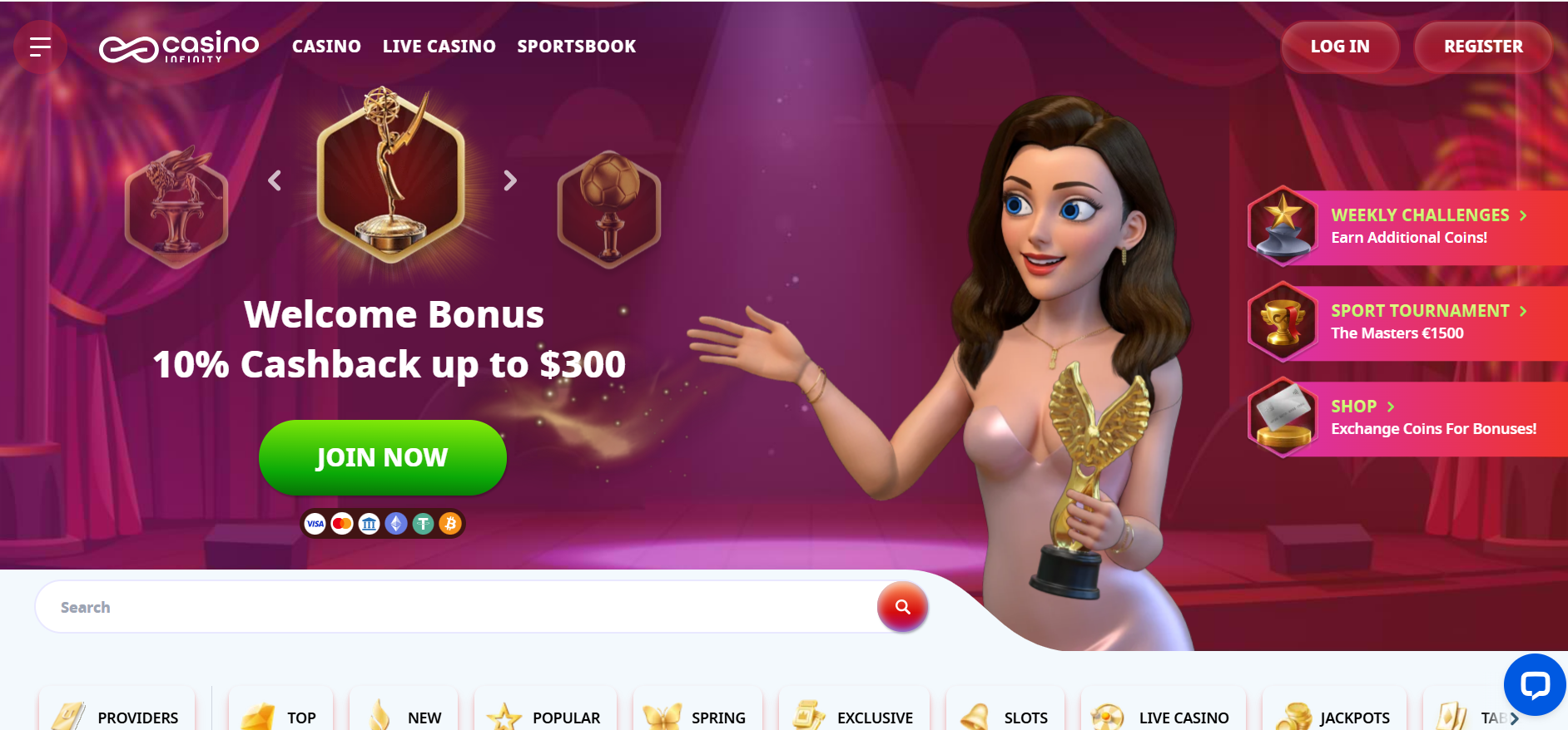 Casino Infinity home page Casino Infinity home page
