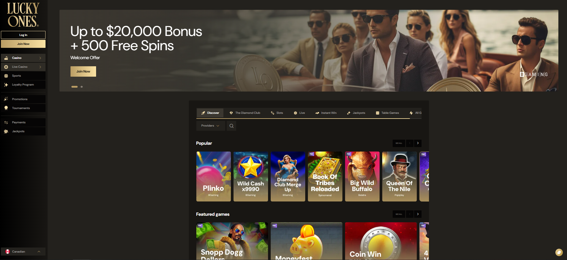 Lucky Ones casino home page Lucky Ones casino home page