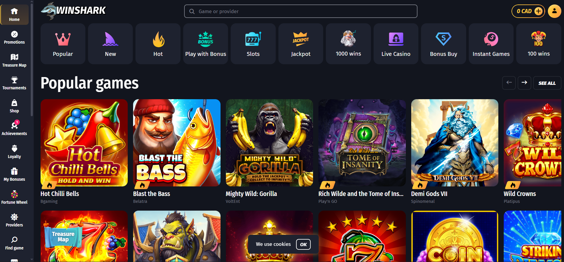Winshark casino home page Winshark casino home page